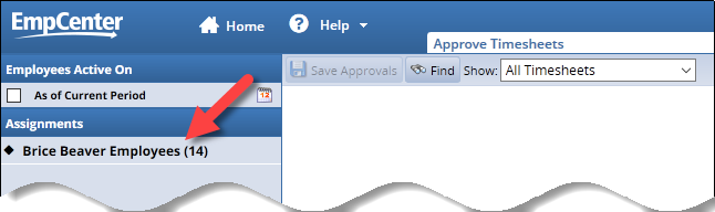 click in your name to view your employees' timesheets